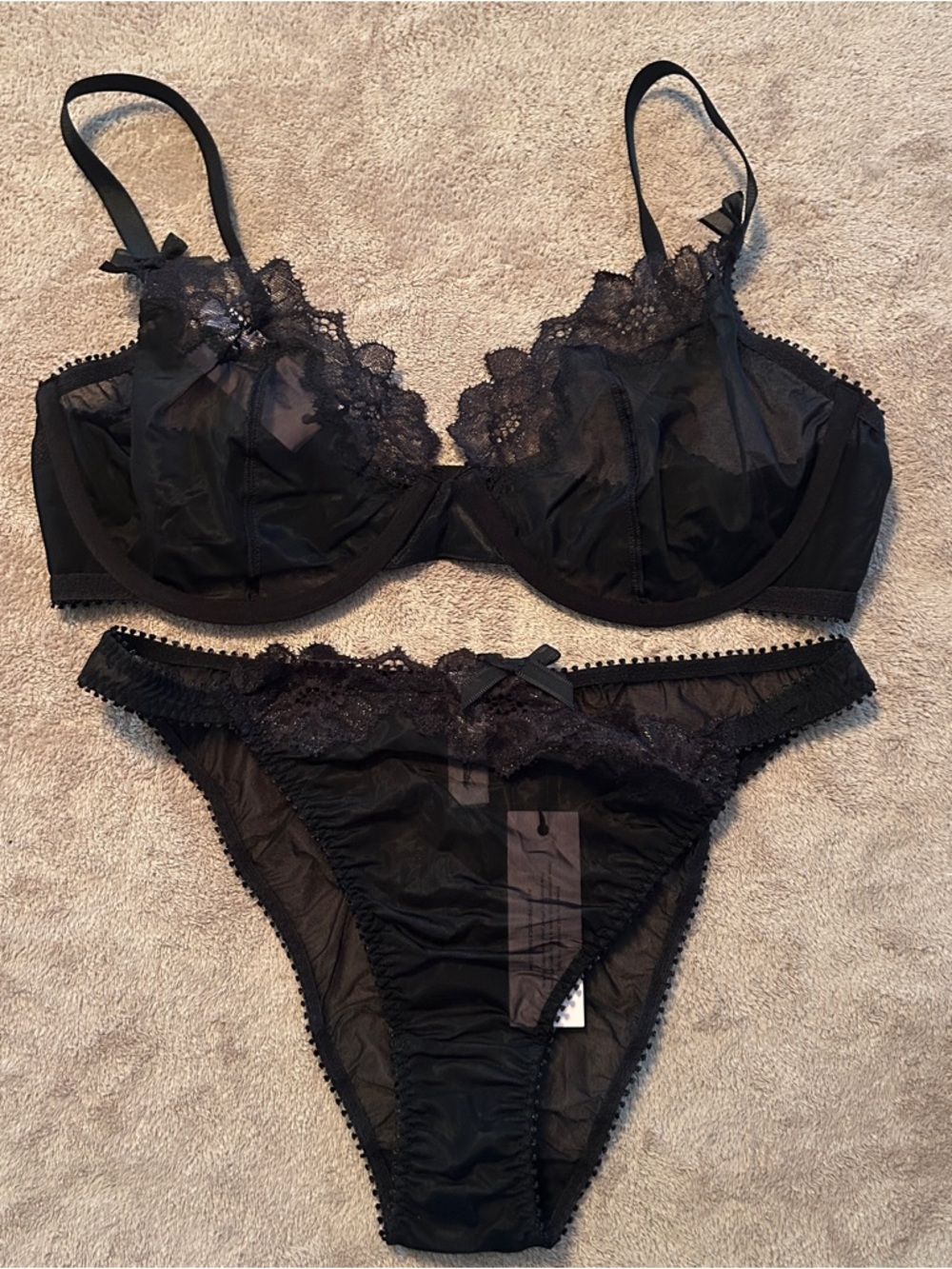 Agent Provocateur Black Lace Underwire Bra & Bikini Bottom
